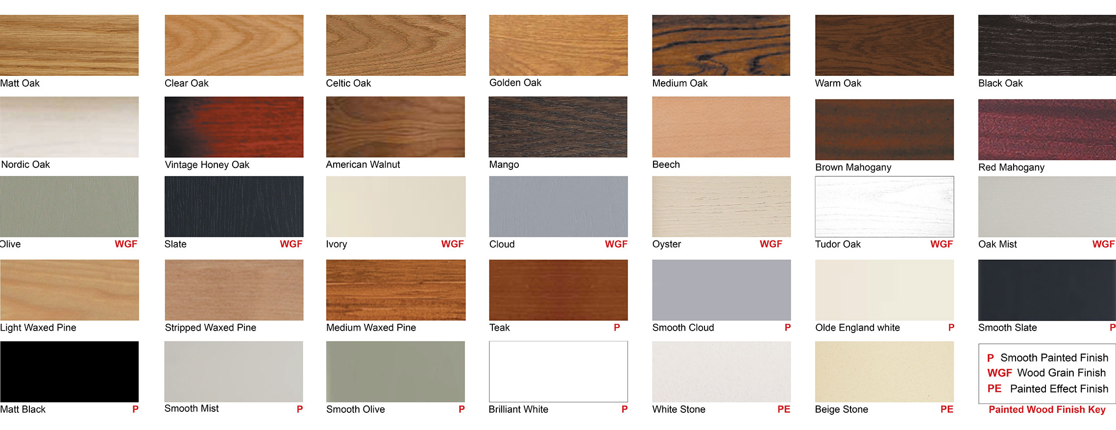 Wood Colour Samples - Fires and Surrounds